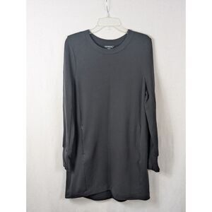 Athleta Luxe Sweatshirt Dress with Pockets Black Women's Size Large